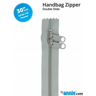30" Double Slide Handbag Zip - Pewter