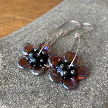 3D flower glass earrings - clio