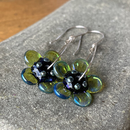 3D flower glass earrings - Elpis