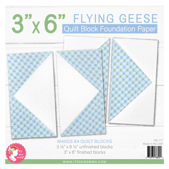 3in x 6in Flying Geese Quilt Block Foundation Paper