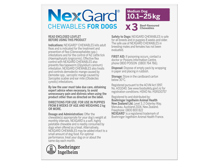 3pk NEXGARD chew for dogs 10.1-25 kg