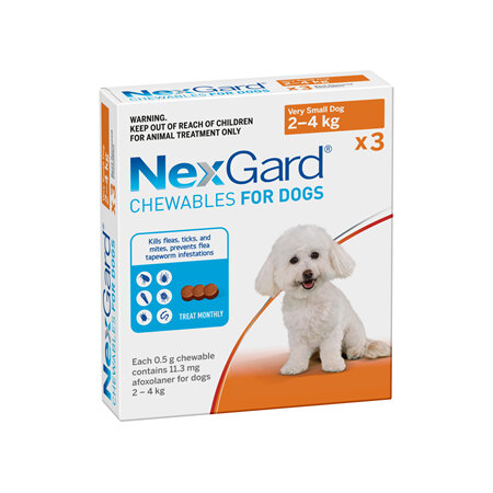 3pk NEXGARD chew for dogs 2-4 kg