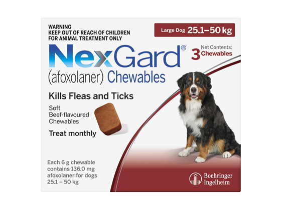 3pk NEXGARD chew for dogs 25.1-50 kg