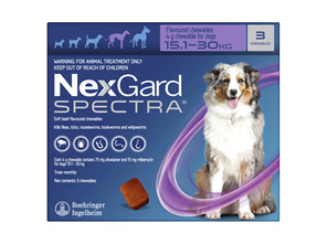 3pk NEXGARD SPECTRA chew for dogs 15.1-30 kg