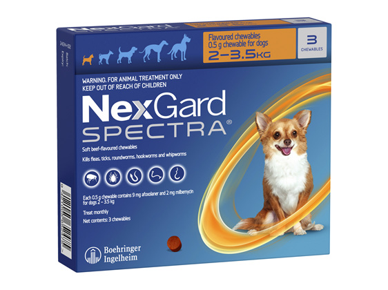 3pk NEXGARD SPECTRA chew for dogs 2-3.5kg