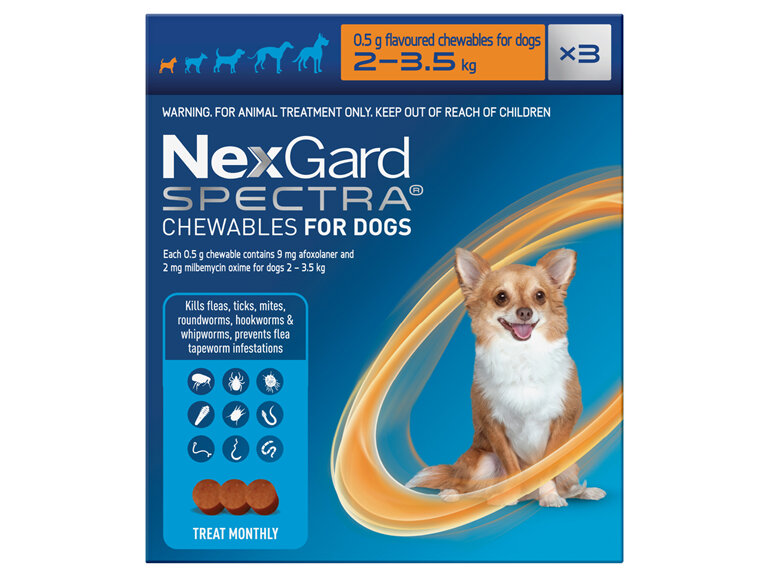 3pk NEXGARD SPECTRA chew for dogs 2-3.5kg