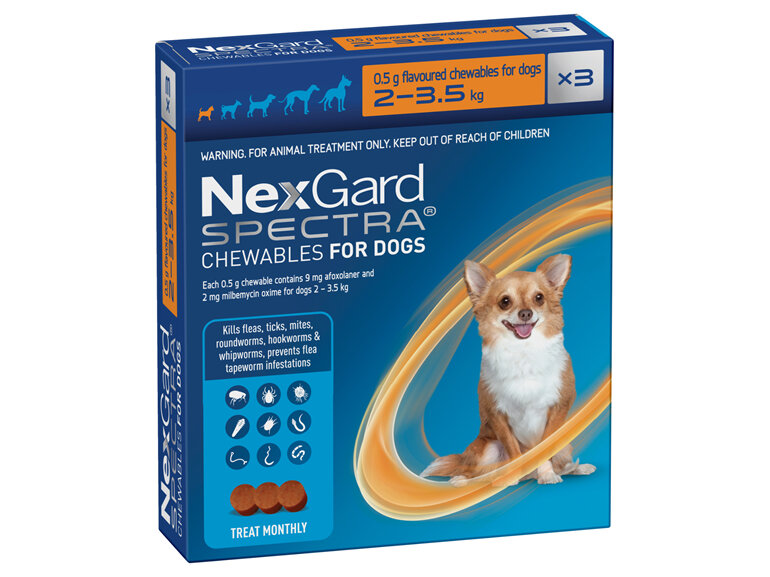 3pk NEXGARD SPECTRA chew for dogs 2-3.5kg