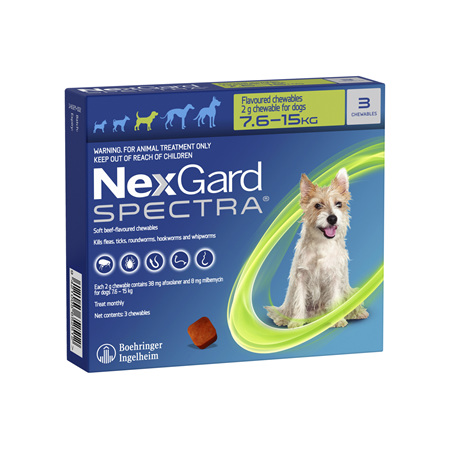 3pk NEXGARD SPECTRA chew for dogs 7.6-15 kg