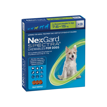 3pk NEXGARD SPECTRA chew for dogs 7.6-15 kg