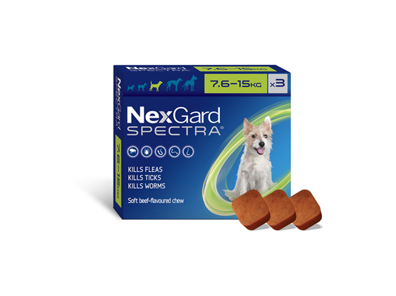 3pk NEXGARD SPECTRA chew for dogs 7.6-15 kg