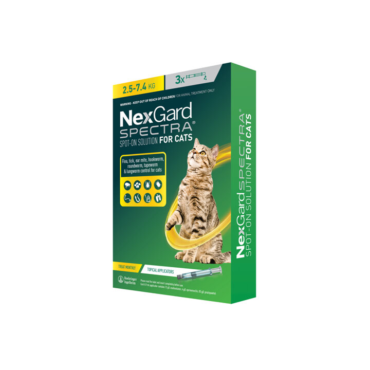 3pk NEXGARD SPECTRA Spot-on Solution for Cats 2.5 - 7.4 kg