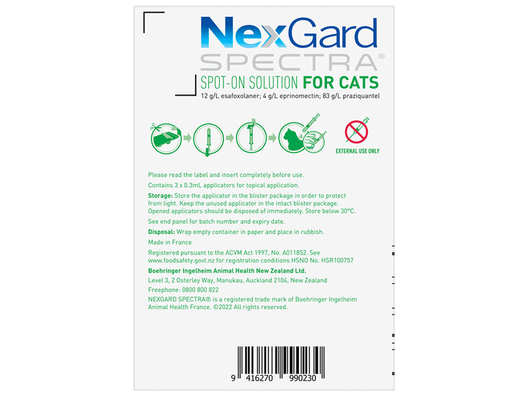 3pk NEXGARD SPECTRA Spot-on Solution for Small Cats & Kittens 0.8-2.4 kg