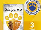 3pk Simparica chew for Dogs 1.3 to 2.5kg treats fleas, ticks & mites