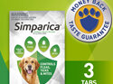 3pk Simparica chew for Dogs 20 to 40kg treats fleas, ticks & mites