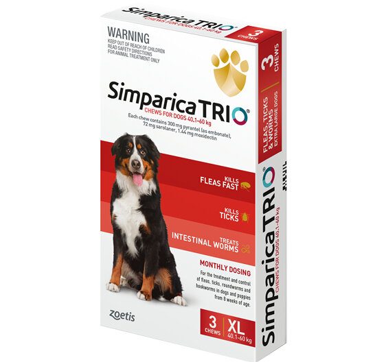 3pk Simparica Trio Extra Large 40.1kg- 60kg