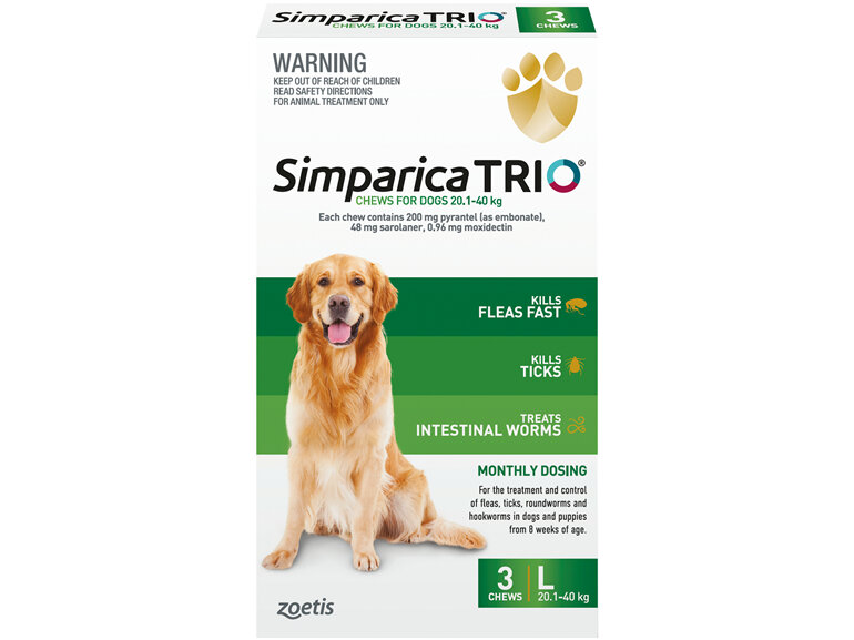 3pk Simparica Trio Large 20.1kg-40kg