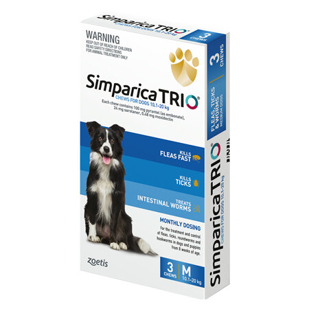 3pk Simparica Trio Medium 10.1kg-20kg