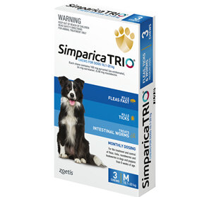 3pk Simparica Trio Medium 10.1kg-20kg