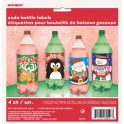 4 x Christmas Soft Drink Bottle Labels