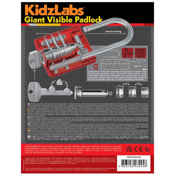 4M KidzLabs Giant Visible Padlock Kit kids steam stem science lock
