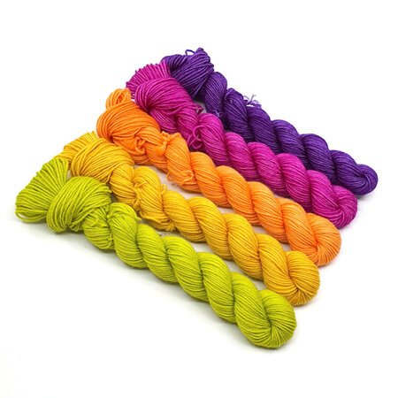 5 x 20g Mini Skein Kit - Citrus Punch on 4ply Bluefaced Leicester