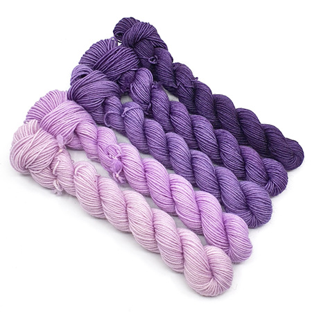 5 x 20g Mini Skein Kit - Purple Fade on 4ply Bluefaced Leicester