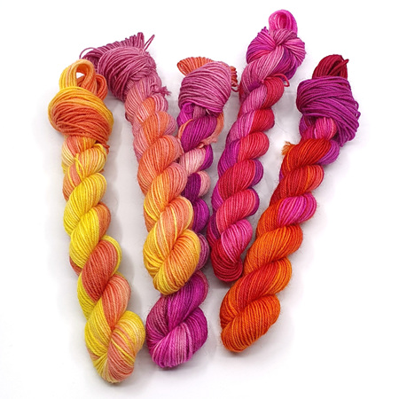 5 x 20g Mini Skein Set - Sunrise Sunset on 4ply Bluefaced Leicester