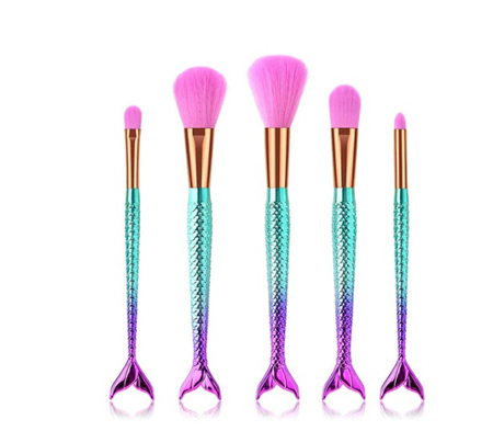 5pc Rainbow Mermaid Makeup Brush Set