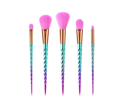 5pc Rainbow Mermaid Twist Makeup Brush Set
