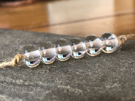 6x Handmade glass spacer beads - transparent clear