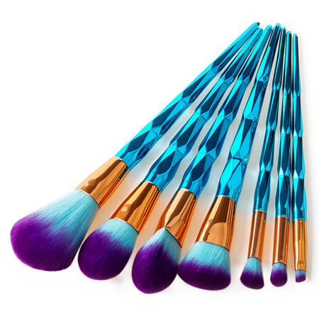 7pc Aqua UNICORN Makeup Brush Set