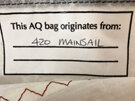 A 420 sail recycled into a shopping bag.