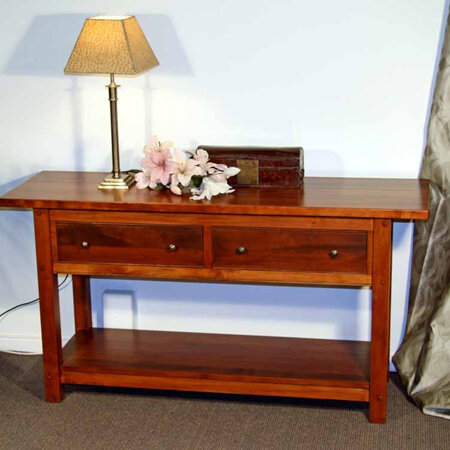 A Bexton Hall Table Two Drawers Warm Rimu Stain