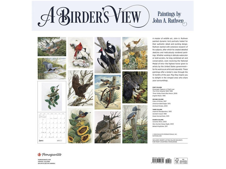 A Birder's View by John A. Ruthven - 2025 Wall Calendar from Pomegranate