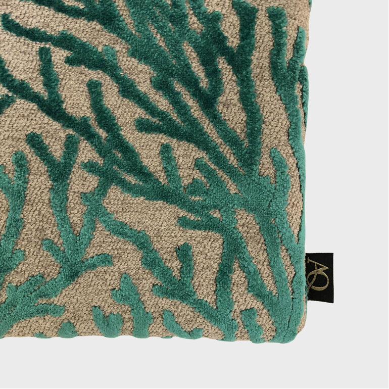 A close up of the seaweed fabric on the front of this durable bag.