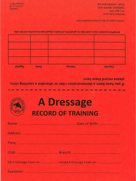 A Dressage Record of Training Card