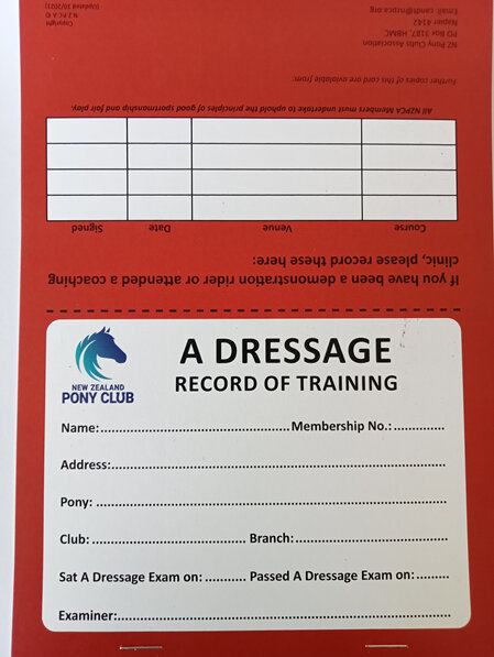A Dressage Record of Training Card