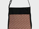 A durable fabric handbag suitable for everyday in a red and grey floral fabric