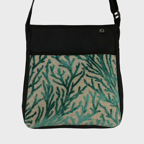 A gorgeous seaweed inspired fabric on the front pocket of the most popular bag