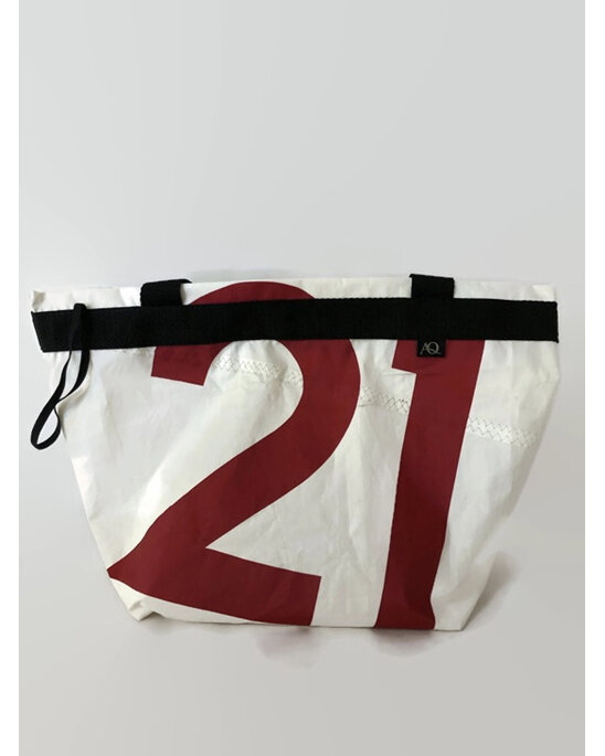 A recycled sail bag with 21 on the front - a unique 21st gift made in NZ