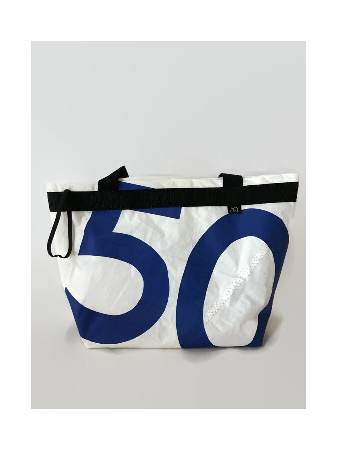 A sailcloth bag for taking to the market, rugby or shopping.