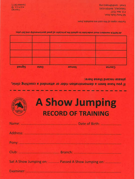 A Show Jumping Record of Training Card
