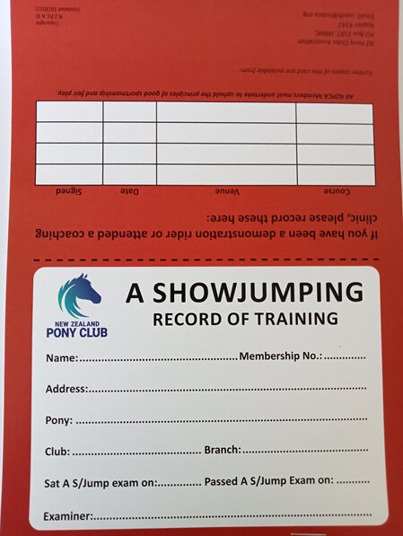 A Show Jumping Record of Training Card