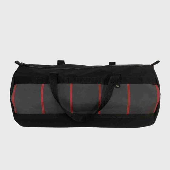 A stylish and unique travel bag in grey and red, made to last.