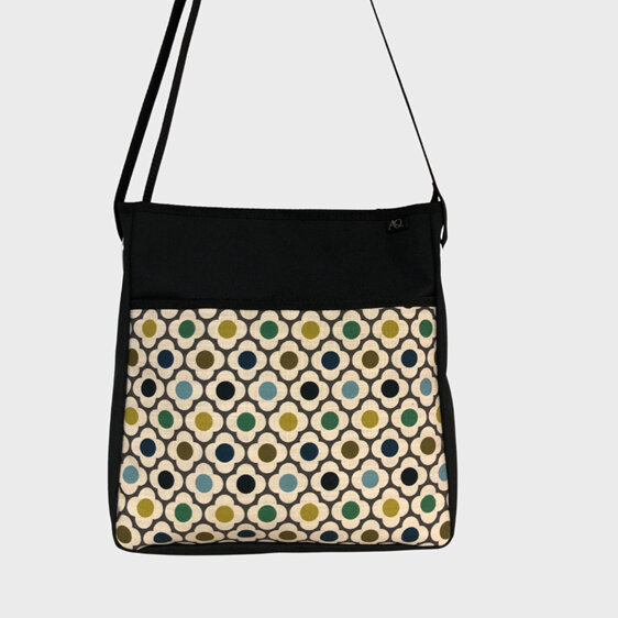 A work bag suitable for a laptop, made in NZ with an Orla Kiely fabric