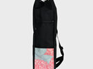 A yoga mat bag for your gym class with pockets made out of hydrangea fabric