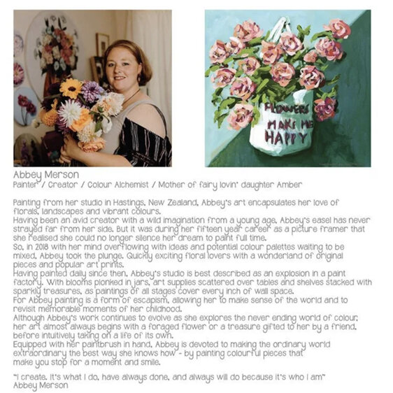 Abbey Merson 2025 Wall Calendar NZ Floral Painter Artist