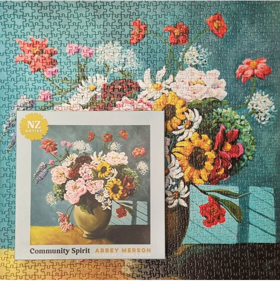 Abbey Merson Community Spirit 1000 Piece Puzzle floral jigsaw nz artist