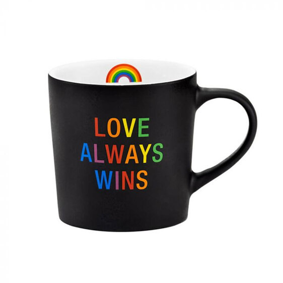 About Face Designs Love Always Wins Pride Large Mug lgbtqia+ rainbow