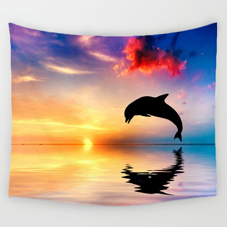 Absolutely Stunning Wall Hanging - Dolphin in Sunset